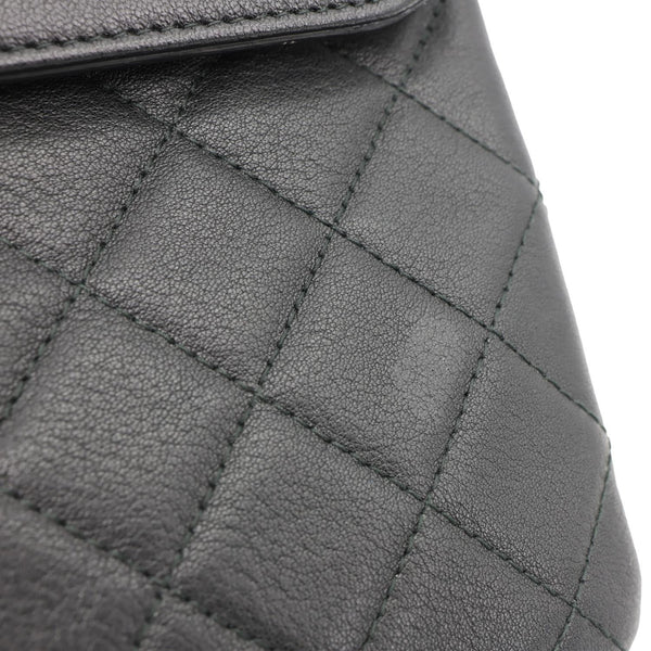 CHANEL CC Box O Case Quilted Leather Pouch Black