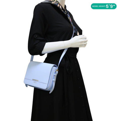 BURBERRY Grace Small Smooth Calfskin Leather Crossbody Bag Light Blue