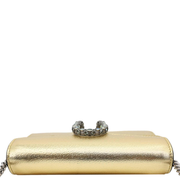 GUCCI Dionysus Super Mini Metallic Leather Crossbody Bag Gold 476432