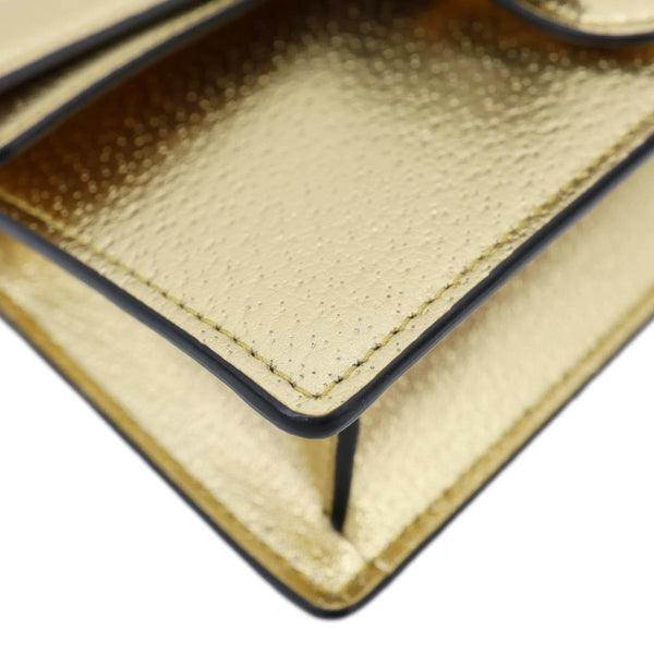 GUCCI Dionysus Super Mini Metallic Leather Crossbody Bag Gold 476432