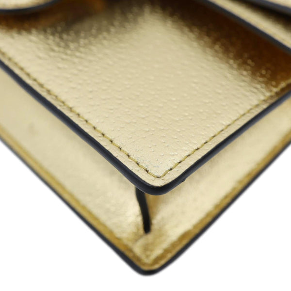 GUCCI Dionysus Super Mini Metallic Leather Crossbody Bag Gold 476432