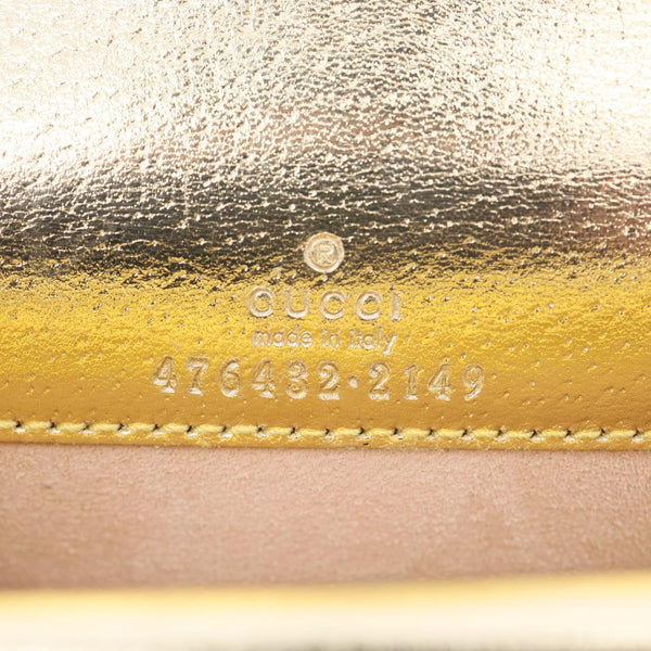 GUCCI Dionysus Super Mini Metallic Leather Crossbody Bag Gold 476432