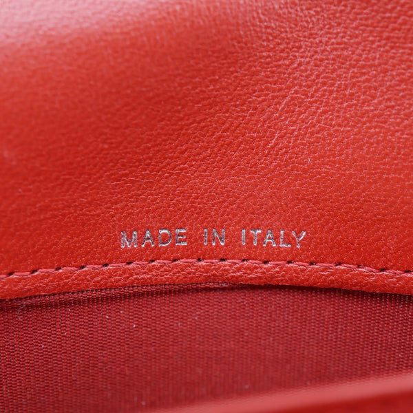 CHANEL Boy Flap Lambskin Quilted Leather Wallet Red