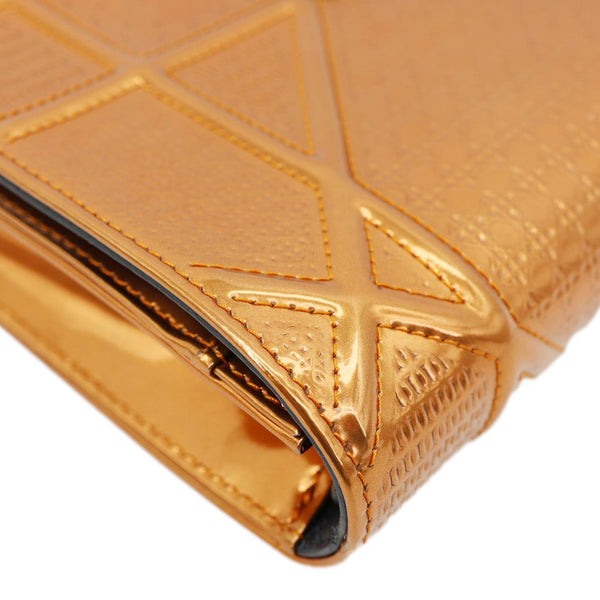 CHRISTIAN DIOR Diorama Micro-Cannage Patent Leather Wallet on Chain Orange