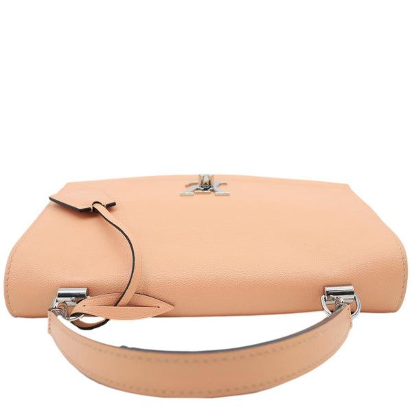 LOUIS VUITTON Lockme II BB Pebbled Leather Crossbody Bag Peach