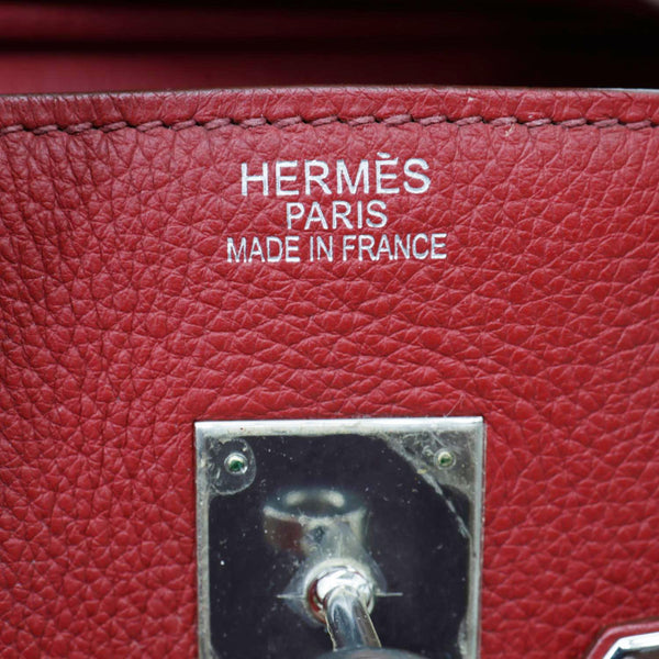 HERMES Birkin 35 Togo Leather Tote Bag Red