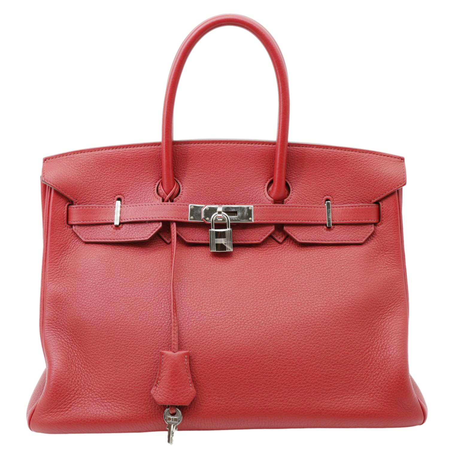 HERMES Birkin 35 Togo Leather Tote Bag Red
