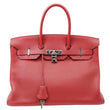 HERMES Birkin 35 Togo Leather Tote Bag Red