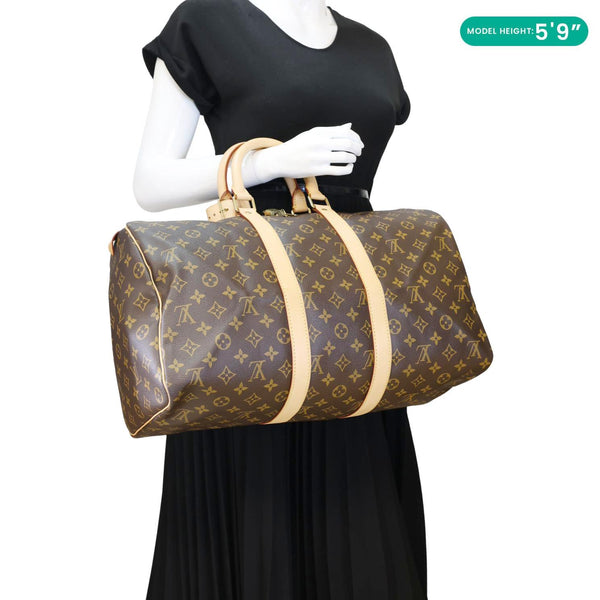 LOUIS VUITTON Keepall 45 Monogram Canvas Travel Bag Brown