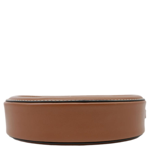 CELINE Triomphe Oval Calfskin Leather Crossbody Bag Tan