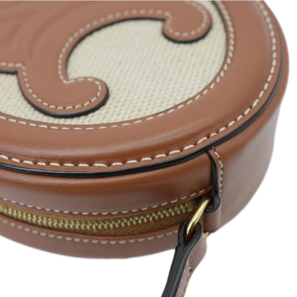 CELINE Triomphe Oval Calfskin Leather Crossbody Bag Tan