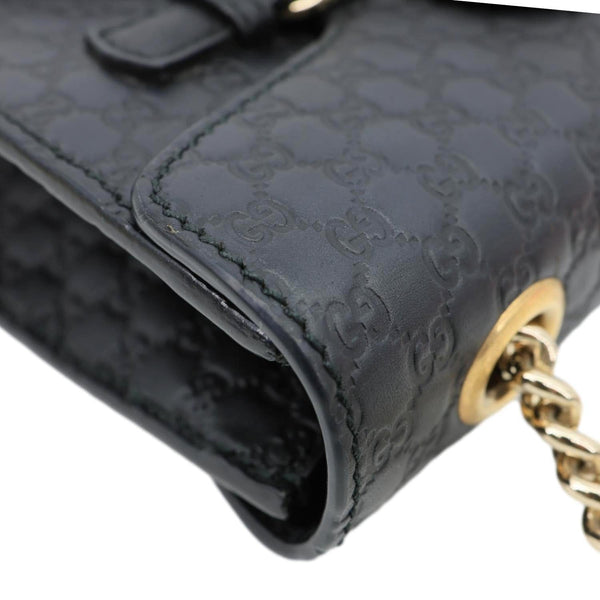 GUCCI Emily Mini GG Leather Chain Shoulder Bag Black 449636