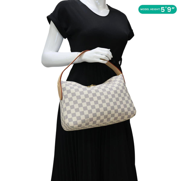 LOUIS VUITTON Slouchy PM Damier Azur Hobo Bag Rose Ballerine