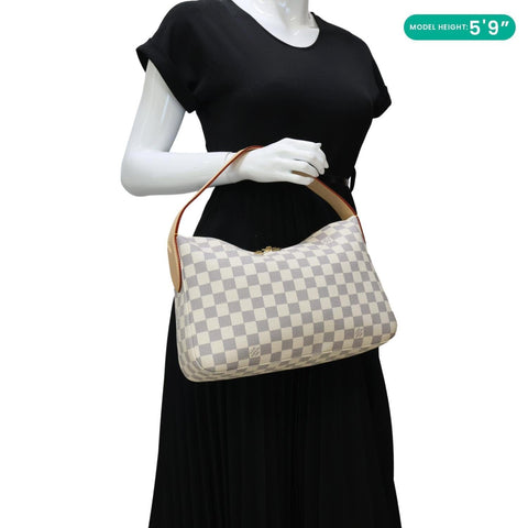 LOUIS VUITTON Slouchy PM Damier Azur Hobo Bag Rose Ballerine