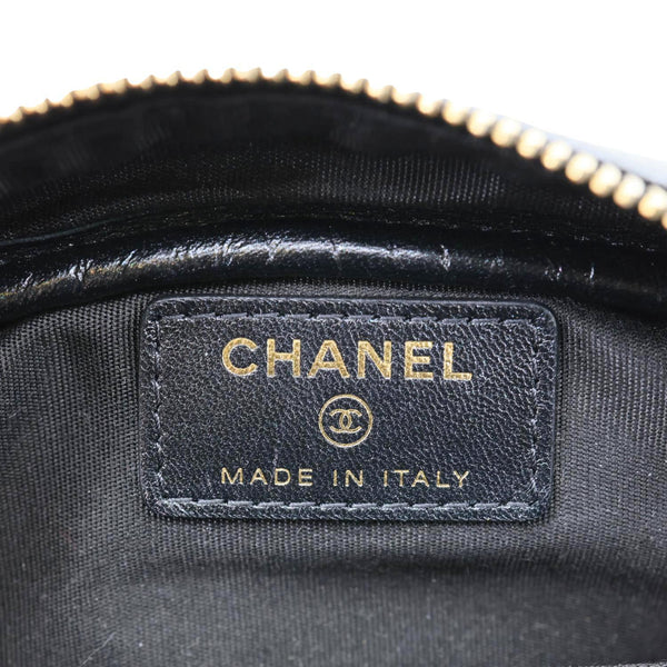 CHANEL Curvy Small Quilted Leather Cosmetic Pouch Black
