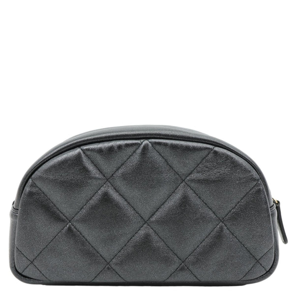 CHANEL Curvy Small Quilted Leather Cosmetic Pouch Black