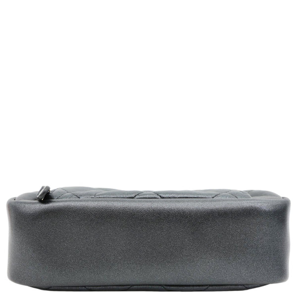 CHANEL Curvy Small Quilted Leather Cosmetic Pouch Black