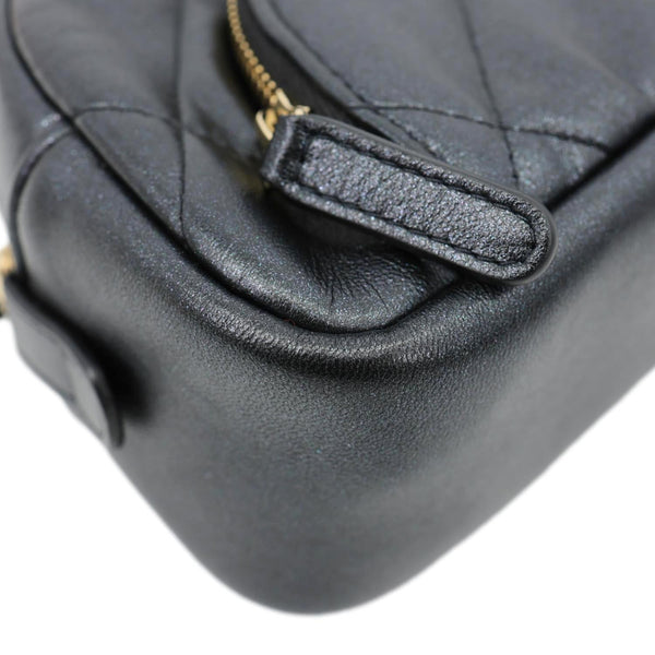 CHANEL Curvy Small Quilted Leather Cosmetic Pouch Black