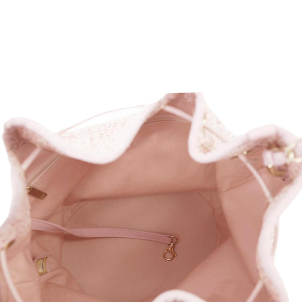 CHANEL Deauville Lurex Boucle Drawstring Bag Pink