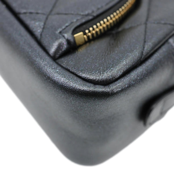 CHANEL Curvy Small Quilted Leather Cosmetic Pouch Black