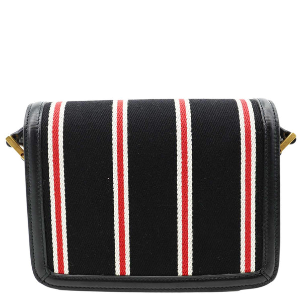 YVES SAINT LAURENT Solferino Striped Canvas Shoulder Bag Black