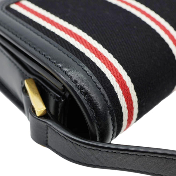 YVES SAINT LAURENT Solferino Striped Canvas Shoulder Bag Black