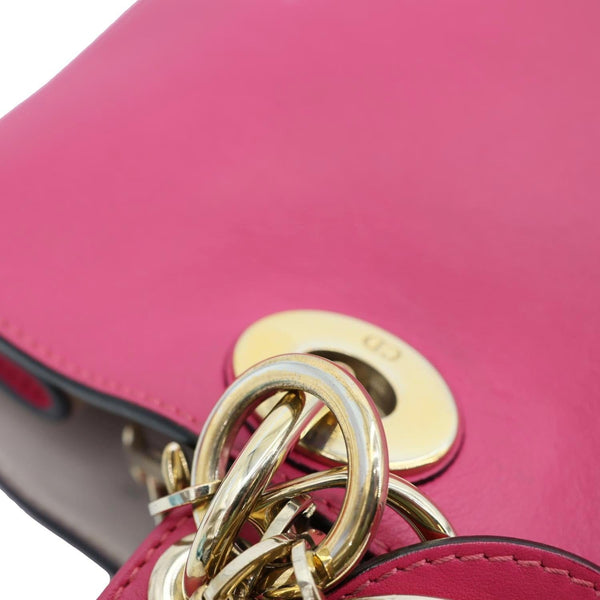 CHRISTIAN DIOR Diorissimo Medium Calfskin Leather Tote Bag Fuchsia