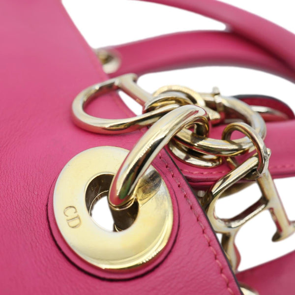 CHRISTIAN DIOR Diorissimo Medium Calfskin Leather Tote Bag Fuchsia