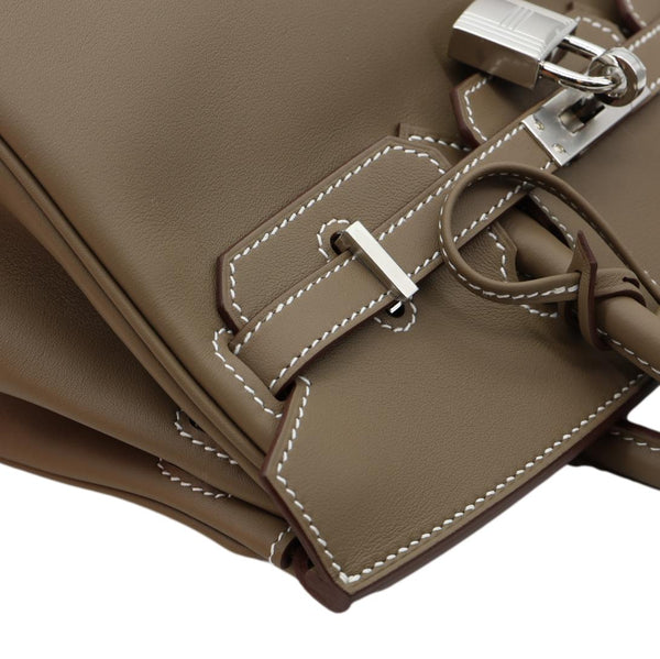HERMES Birkin 25 Swift Calfskin Leather Tote Bag Etoupe