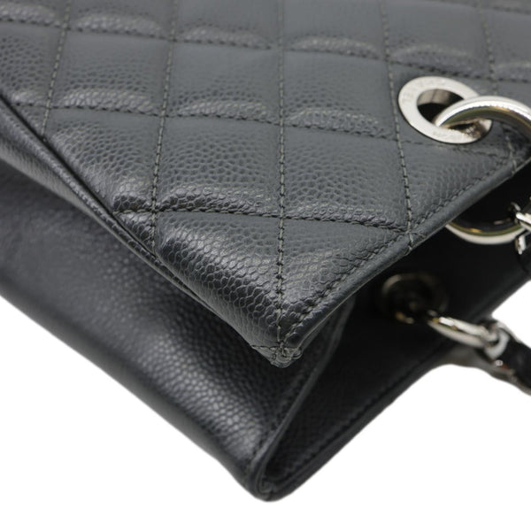 CHANEL Grand Shopping Quilted Caviar Leather Tote Bag Dark Grey