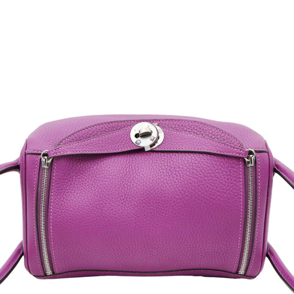 HERMES Lindy 26 Taurillon Clemence Leather Shoulder Bag Purple