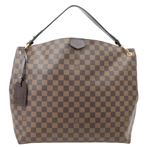 LOUIS VUITTON Graceful MM Damier Ebene Hobo Bag Brown