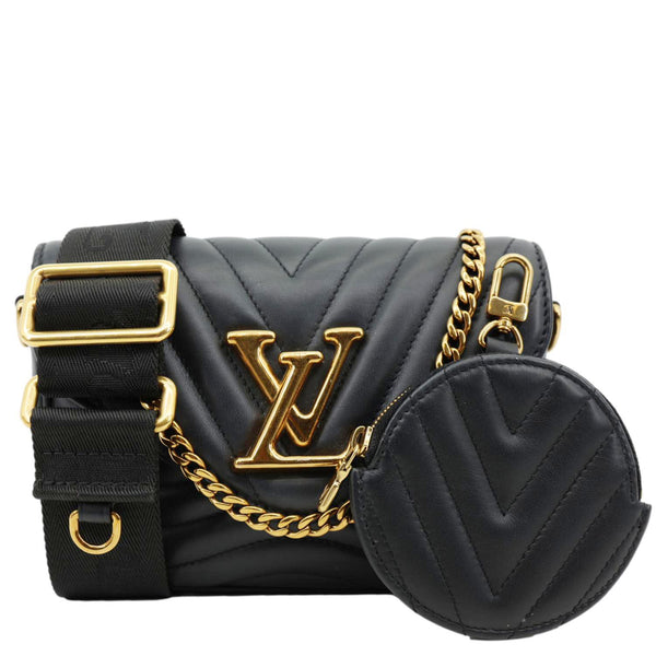 LOUIS VUITTON New Wave Multi Pochette Leather Chain Shoulder Bag Black