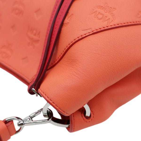 MCM Klara Embossed Visetos Leather Hobo Bag Orange