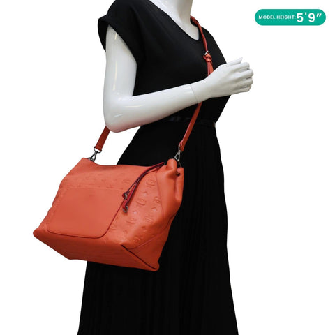 MCM Klara Embossed Visetos Leather Hobo Bag Orange