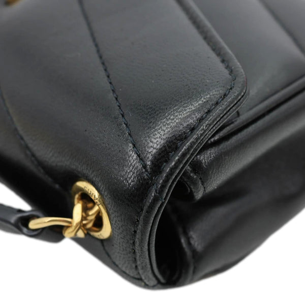 YVES SAINT LAURENT Loulou Mini Chevron Lambskin Leather Crossbody Bag Black