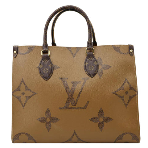 LOUIS VUITTON Onthego MM Giant Monogram Reverse Canvas Tote Bag Brown