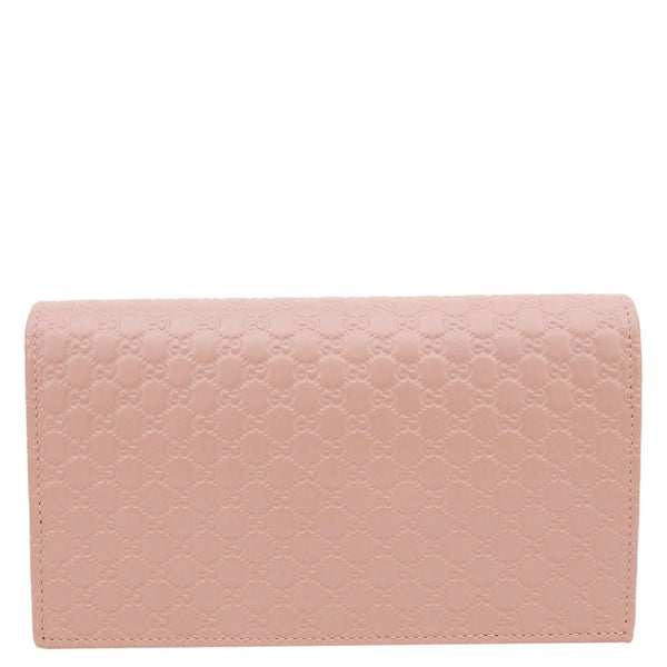 GUCCI GG Micro Leather Crossbody Wallet Pink 466507