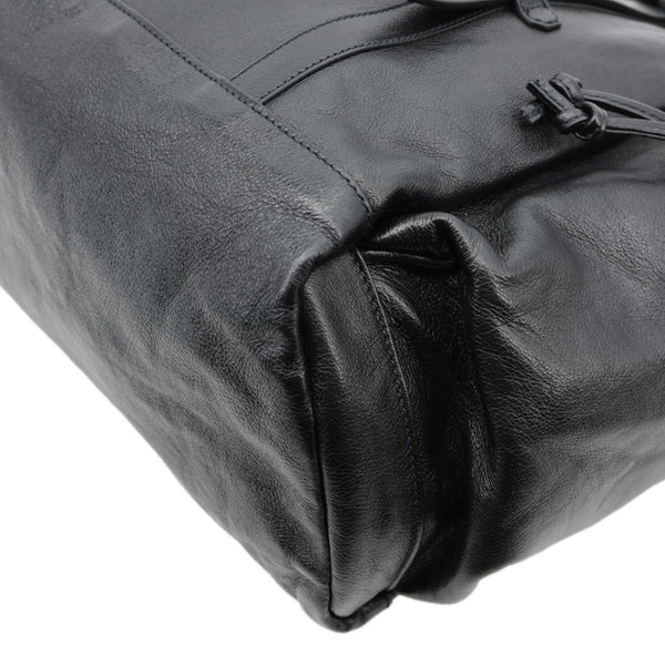 GUCCI Piuma Monochrome Leather Drawstring Bag Black 725664