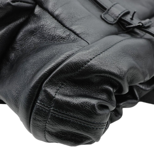 GUCCI Piuma Monochrome Leather Drawstring Bag Black 725664