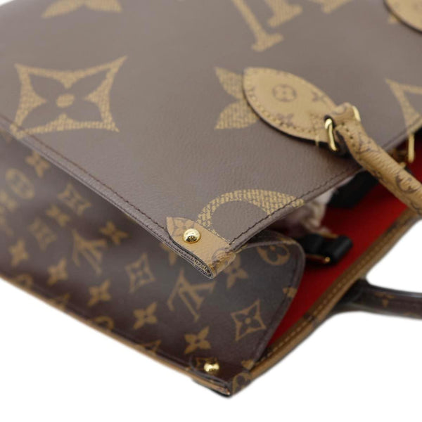 LOUIS VUITTON Onthego MM Giant Monogram Reverse Canvas Tote Bag Brown