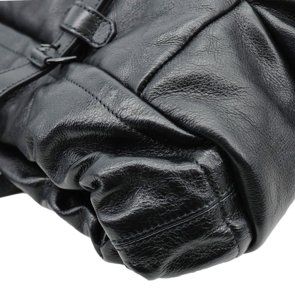 GUCCI Piuma Monochrome Leather Drawstring Bag Black 725664