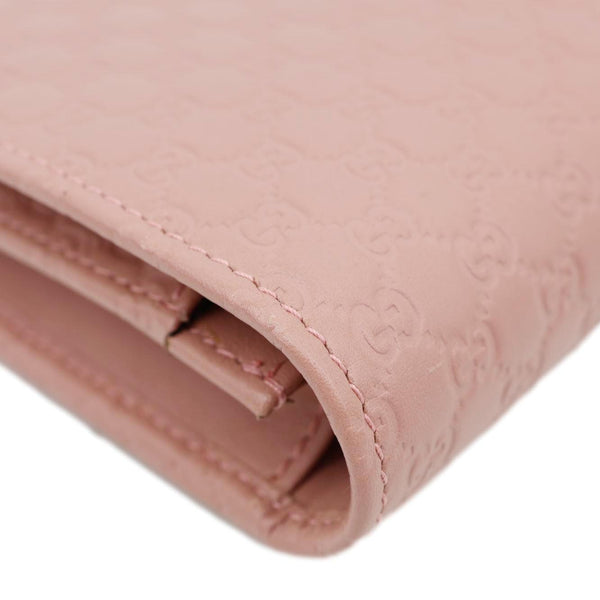 GUCCI GG Micro Leather Crossbody Wallet Pink 466507