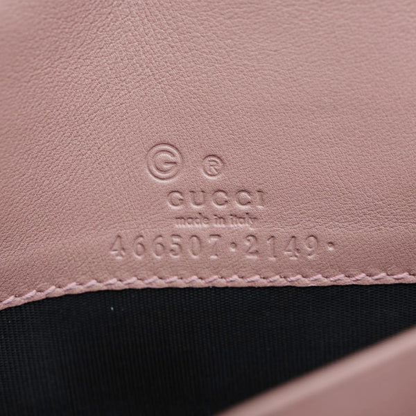 GUCCI GG Micro Leather Crossbody Wallet Pink 466507