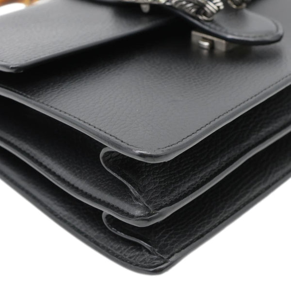 GUCCI Dionysus Bamboo Medium Leather Top Handle Shoulder Bag Black 448075