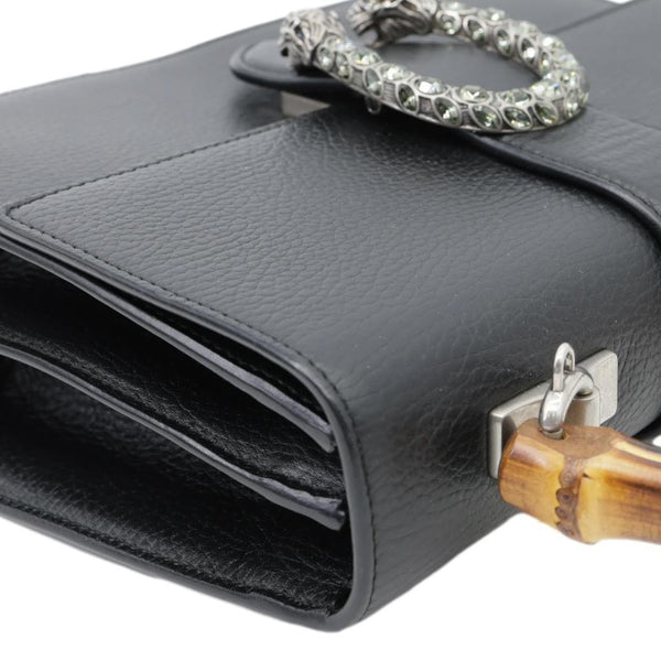 GUCCI Dionysus Bamboo Medium Leather Top Handle Shoulder Bag Black 448075
