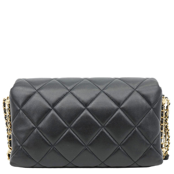 CHANEL Crush On Chains Flap Quilted Lambskin Leather Crossbody Bag Black