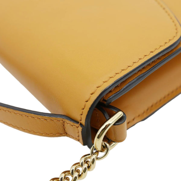 GUCCI Zumi Flap Smooth Leather Shoulder Bag Yellow 572375