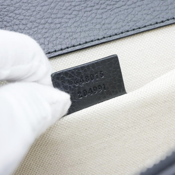 GUCCI Dionysus Bamboo Medium Leather Top Handle Shoulder Bag Black 448075