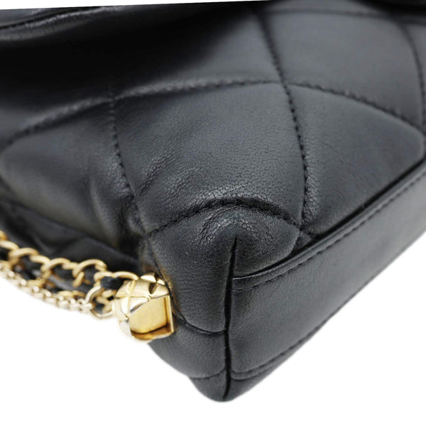 CHANEL Crush On Chains Flap Quilted Lambskin Leather Crossbody Bag Black